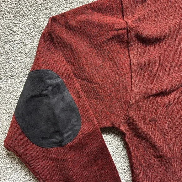 Silversilk Knit Sweater Jacket 4XL Elbow Patches Pockets Full Zip Red Vintage